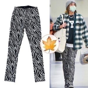 Zara • Zebra Print Slit Leggings Pants L ASO Emma Watson